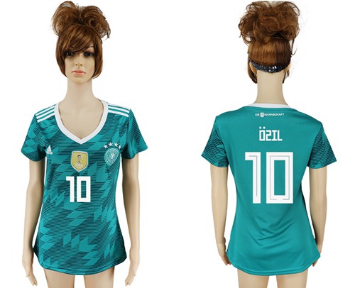 Women's Germany #10 Ozil Away Soccer Country Jersey